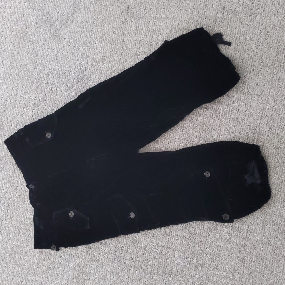 AMAZING Vtg Y2K BCBG MaxAzria Black Velvet Drawstring Leg Cargo Crop Pants, Sz 8